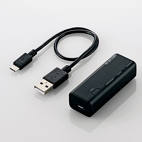 エレコム WRH-300BK3-S  300MbpsWi-Fiポータブルルータ USBケーブル付き
