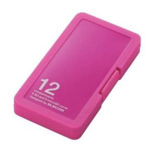 エレコム CMC-SDCPP12PN SD／microSDカードケース プラスチックタイプ ( SD：6枚 ／ microSD：6枚収納可能 ) ピンク