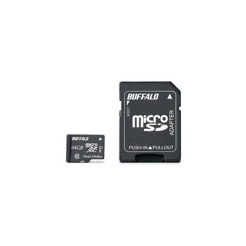 バッファロー UHS-I Class1 microSDカード SD変換アダプター付 64GB RMSDY064U1SA