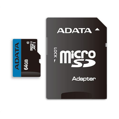 ADATA AUSDX64GUICL10RA1D MicroSDHC／XC UHS-I CLASS10 with ADAPTER カード ADATA Premier マイクロSDメモリーカード 64GB Class10 UHS-I