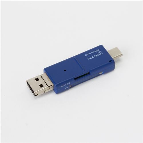 ナカバヤシ CRW-TCMSD72BL USB2.0 TYPE-C&MicroB&A SDカードリーダー・ライター ブルー