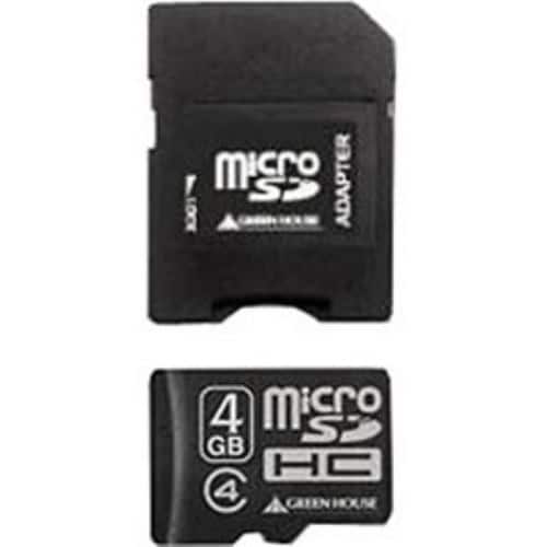 グリーンハウス GH-SDMRHC4G4 microSDHCカード(4GB／Class4対応／SD変換アダプタ付／防水仕様)