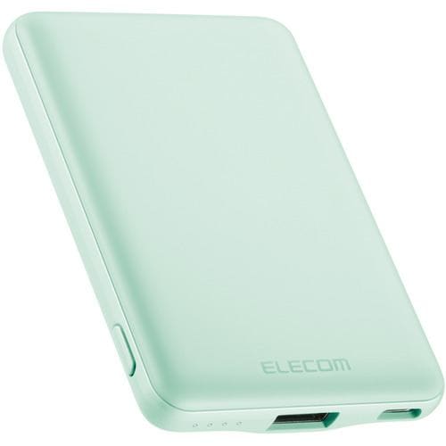 エレコム DE-C37-5000GN モバイルバッテリー／リチウムイオン電池／おまかせ充電対応／12W対応／USB-A出力1ポート／Type-C入力5000mAh／グリーン  DEC375000GN