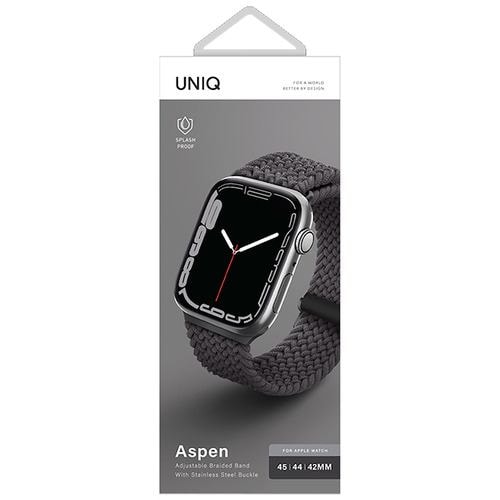 KENZAN UNIQ-44MM-ASPGRY Apple Watch 42／44／45MM用編み込みバンド 