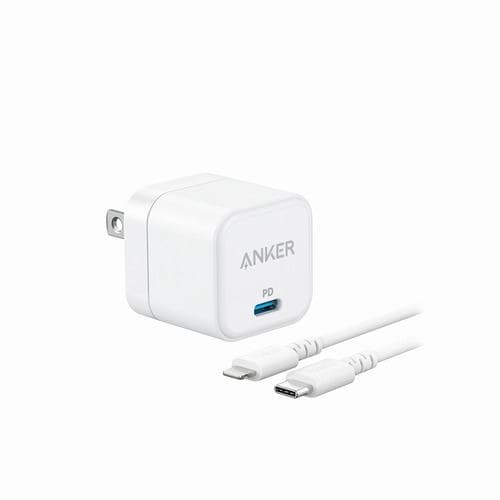 アンカー B2149N21 USB急速充電器 Anker PowerPort III 20W Cube with USB-C & Lightning ケーブル ホワイト