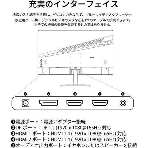 JAPANNEXT JN-T24165FHDR-D 24インチTNパネル搭載 フルHD液晶モニター