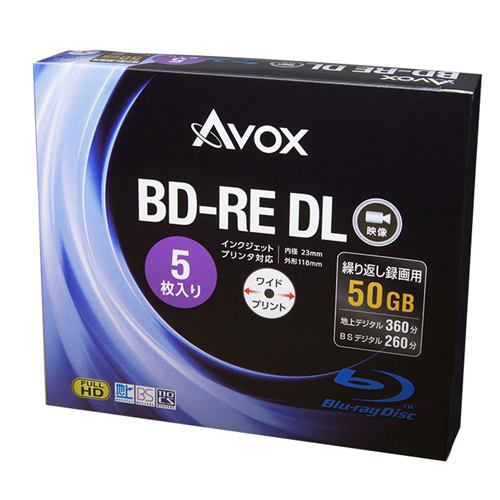テクタイト BE260RAPW5A 録画用ブルーレイディスク BD-RE(DL:二層) 50GB 5枚スリムケース