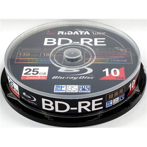 RiDATA BD-RE130PW 2X.10SP C BD-REディスク インクジェットプリンター対応 スピンドルケース 25GB 10枚入り ホワイト