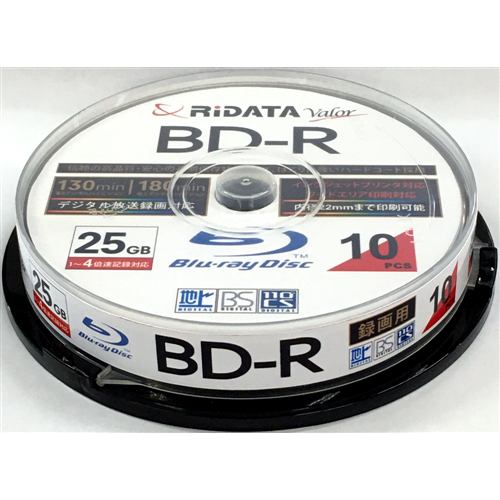 RiDATA BD-R130PW 4X.10SP C BD-Rディスク インクジェットプリンター対応 スピンドルケース 25GB 10枚入り ホワイト