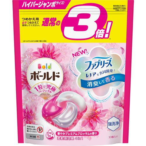 P&Gジャパン ボールドジェルボール４Ｄ 華やかプレミアムブロッサムの香り つめかえ用 ハイパージャンボサイズ ３３個