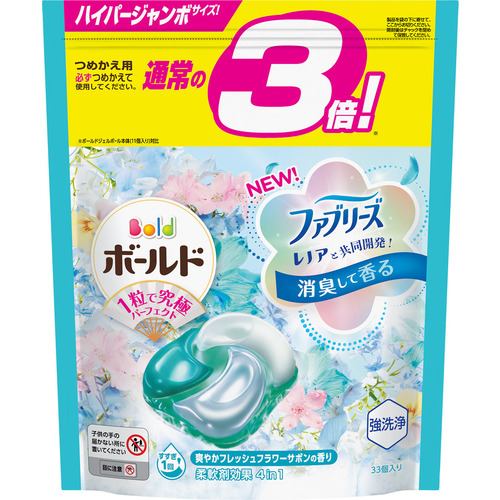 P&Gジャパン ボールドジェルボール４Ｄ 爽やかフレッシュフラワーサボンの香り つめかえ用 ハイパージャンボ ３３個