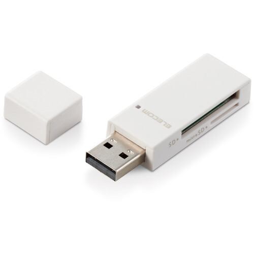 エレコム MR-D205WH カードリーダー／スティックタイプ／USB2.0対応／SD+microSD対応／ホワイト MRD205WH