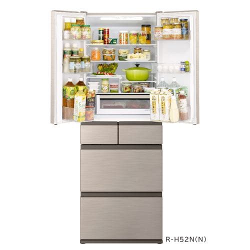 日立 R-H52N N 6ドア冷蔵庫(520L・フレンチドア) シャンパン