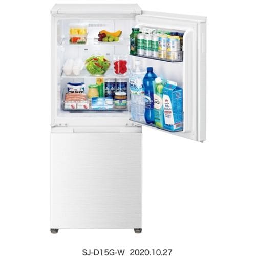 シャープ SJ-D15G-W 2ドア ボトムフリーザー冷蔵庫 (152L・つけかえ