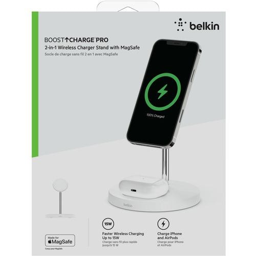 Belkin ベルキン WIZ010DQWH MagSafe急速充電対応 iPhone,, AirPods 同時充電可能 2in1 ワイヤレス充電器  (ホワイト) ホワイト