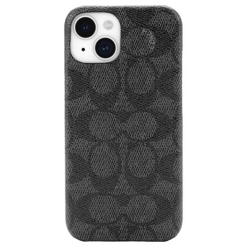 Coach Leather Slim Wrap Case for iPhone 15 [ Signature C Charcoal ] CH052690 ブラック