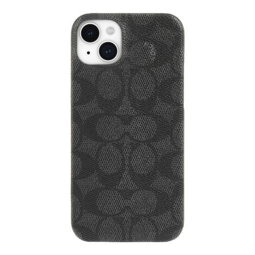 Coach Leather Slim Wrap Case for iPhone 15 Plus [ Signature C Charcoal ] CH052710 ブラック