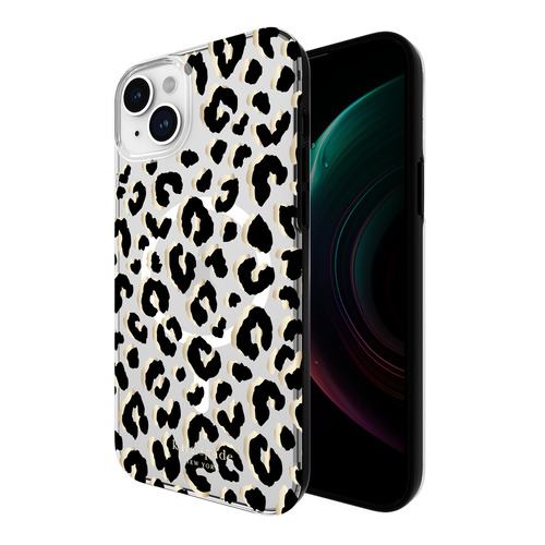 kate spade new york Protective Hardshell Case for MagSafe for iPhone 15 Plus City Leopard Black／Gold Foil KS052558 クリア