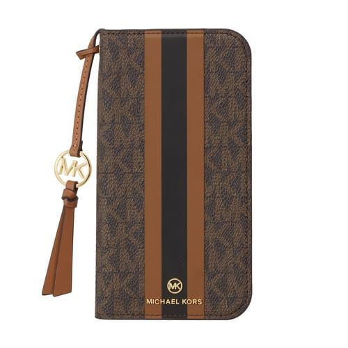 MICHAEL KORS Folio Case Stripe with Tassel Charm for Magsafe for iPhone 15 [ Brown ] MKSTTCBRWFLIP2361 ブラウン