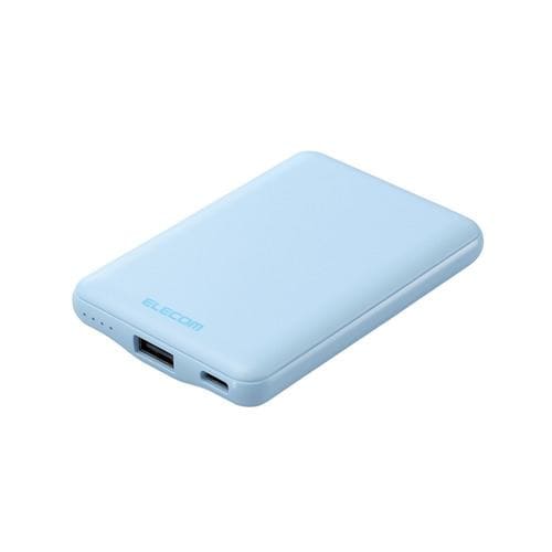 エレコム DE-C45-5000BU 薄型コンパクトモバイルバッテリー(5000mAh/3A/C×1＋A×1) ブルー iPhone iPad Pixel Galaxy Xperia Android 等対応