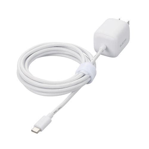 エレコム MPA-ACCP8030WH USB Power Delivery 30W AC充電器(Cケーブル一体型/2.5ｍ)MacBook Air スマホタブレット対応 ホワイト