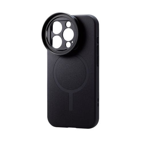 エレコム PM-A23CHVCAMPBK iPhone 15 Pro ハードケース カメラフィルター対応 ポケット付 ブラック