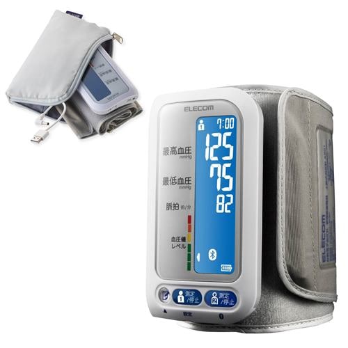 【推奨品】エレコム HCM-AS01BTWH エクリア上腕式血圧計 Bluetooth対応 ホワイト WH