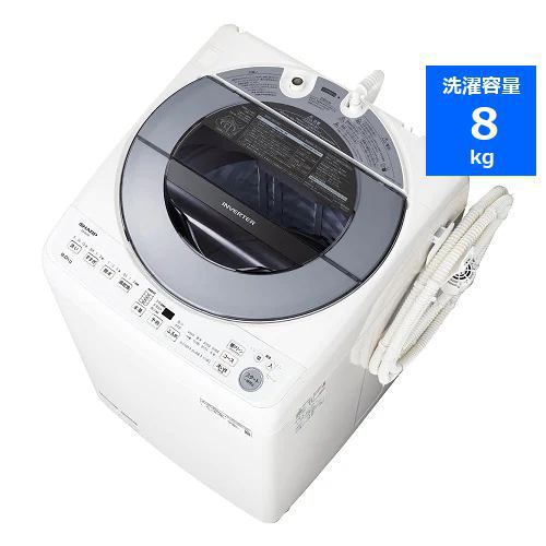 シャープ ES-GV8G インバーター洗濯機 ステンレス穴なし槽 洗濯8kg シルバー系