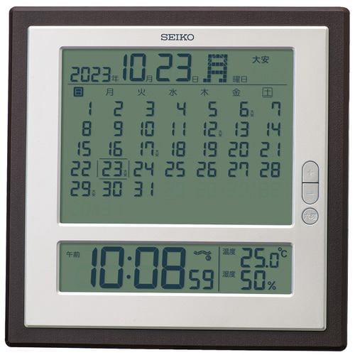 セイコータイムクリエーション SQ450B 電波掛け置き兼用時計 マンスリーカレンダー 濃茶