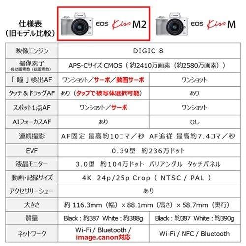 キヤノン EOSKISSM2 WZKWH デジタル一眼カメラ EOS KISSM2 ダブル ...