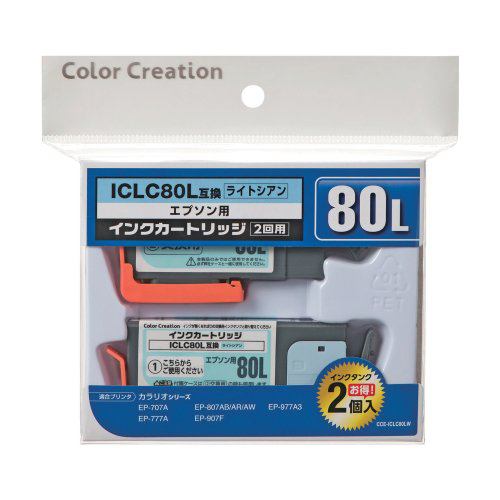 カラークリエーション CCE-ICLC80LW Color Creation EPSON ICM80L互換インクカートリッシ1個+交換用インクタンク1個 ライトシアン