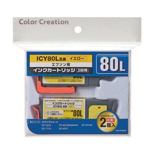 カラークリエーション CCE-ICY80LW Color Creation EPSON ICLM80L互換インクカートリッシ1個+交換用インクタンク1個 イエロー