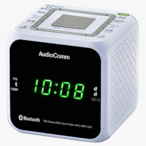 ラジオ 電機    RAD-MBT100Z-W ワイドFM／ AM クロックラジオ(ホワイト)