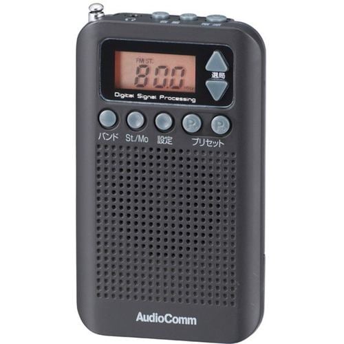 オーム電機 RAD-P350N-K ワイドFM対応 DSPスリムラジオ ブラック