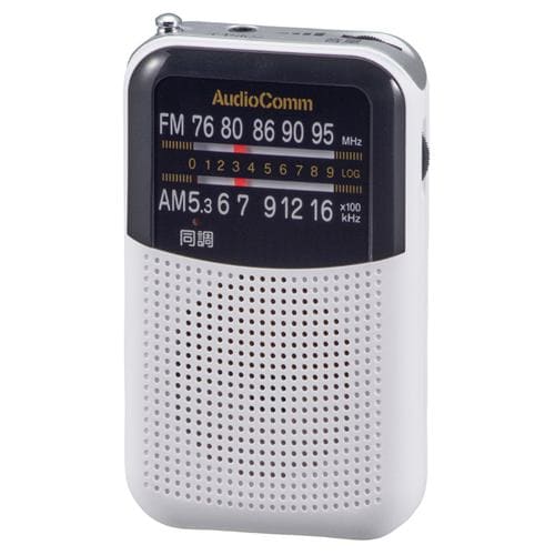 オーム電機 RAD-P125N-W AudioComm AM／FMポケットラジオ ホワイト
