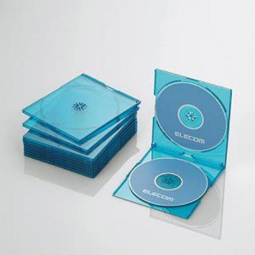 エレコム CCD-JSCSW10CBU Blu-ray／DVD／CDケース(スリム／PS／2枚収納／10パック) クリアブルー