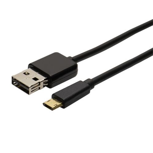 ミヨシ USB-RR201／BK リバーシブルコネクタ搭載microUSBケーブル 0.15ｍ