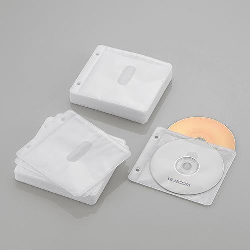 ケース エレコム CD DVD CCD-NBWB120WH Blu-ray・CD・DVD対応不織布ケース 2穴 ホワイト 60枚(両面収納)