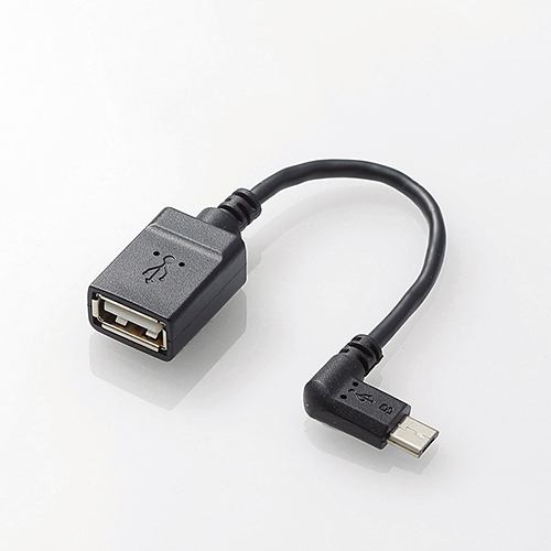 エレコム USB A-microB 変換アダプタ(L字左側接続タイプ) 0.1m TB-MAEMCBL010BK