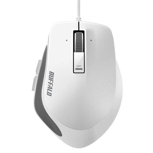 バッファロー BSMBU500MWH Premium Fitマウス 有線／BlueLED光学式／静音／5ボタン／横スクロール／Mサイズ ホワイト
