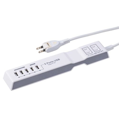 オーム電機 HS-T215UD3-W 電源タップ モバイル充電 AC2個口+USB5個口 1.5m