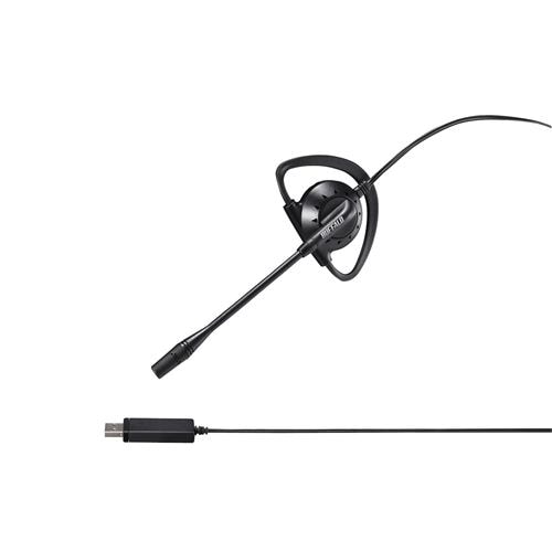 ヘッドセット バッファロー BSHSEUM110BK 片耳イヤフック式モノラルヘッドセット USB接続タイプ ブラック