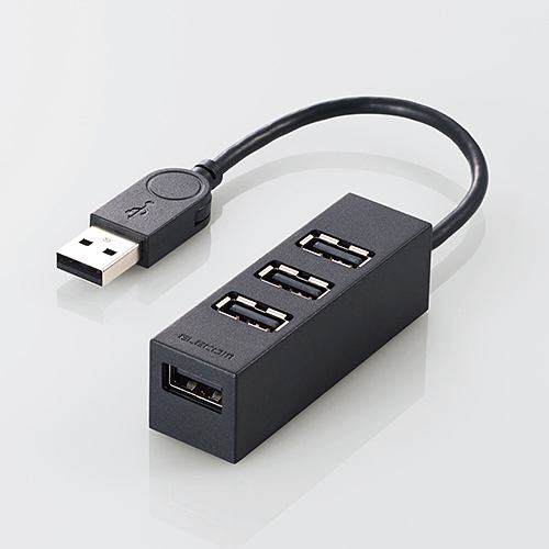 【推奨品】エレコム U2H-TZ426BBK 機能主義USBハブ 短ケーブル4ポート ブラック