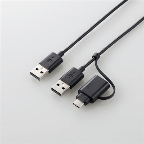 エレコム UC-TV6BK Type-C変換アダプタ付きリンクケーブル（USB3.0