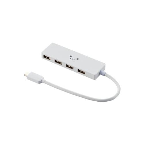 エレコム U2HC-A429BWF USB Type-C接続4ポートUSB2.0ハブ ホワイトフェイス
