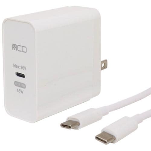 ミヨシ IPA-CS01／WH USB PD対応 USB-ACアダプタ 45W TypeCケーブル付 ホワイト
