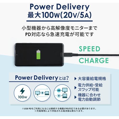 オウルテック OWL-CBKG2PCC10-BK 転送速度10Gbps対応USB3.2 Gen2 u0026 PD100W 高速通信と超速充電に対応 Type- C to Type-Cケーブル ブラック | ヤマダウェブコム