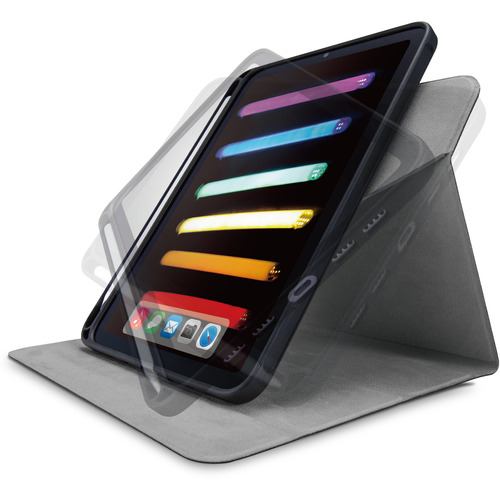 エレコム TB-A21SSA360BK iPad mini 第6世代(2021年モデル) フラップケース Apple Pencil収納 360度回転 スリープ対応 ブラック