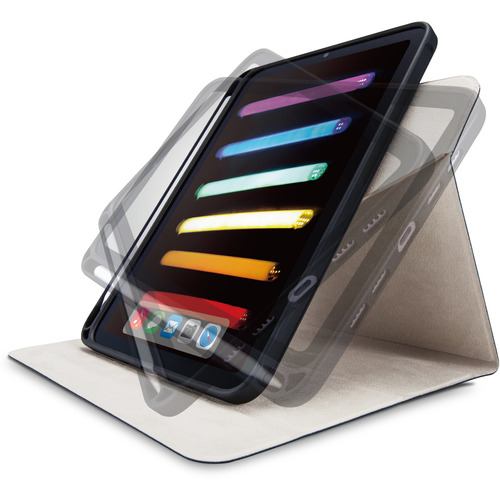 エレコム TB-A21SSA360NV iPad mini 第6世代(2021年モデル) フラップケース Apple Pencil収納 360度回転 スリープ対応 ネイビー