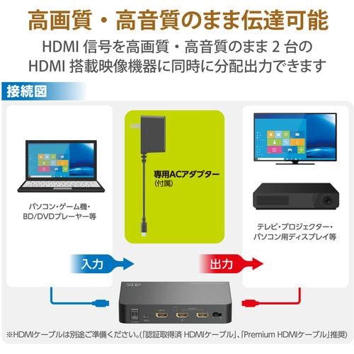 エレコム HDMI分配器 スプリッター FullHD 4K VSP-HD12BK